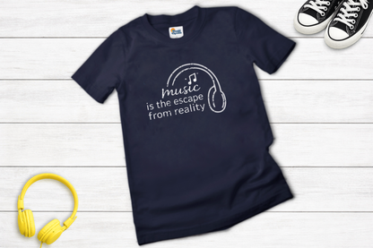 Music Is the Escape From Reality Headphones Quote Shirt | Music Lover T-Shirt