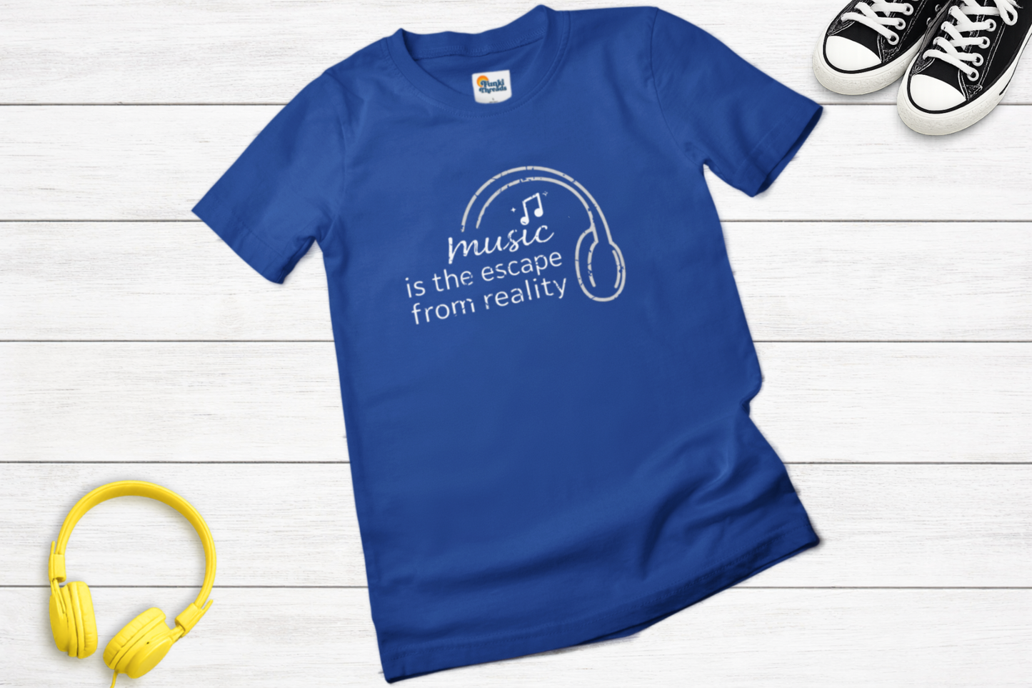 Music Is the Escape From Reality Headphones Quote Shirt | Music Lover T-Shirt