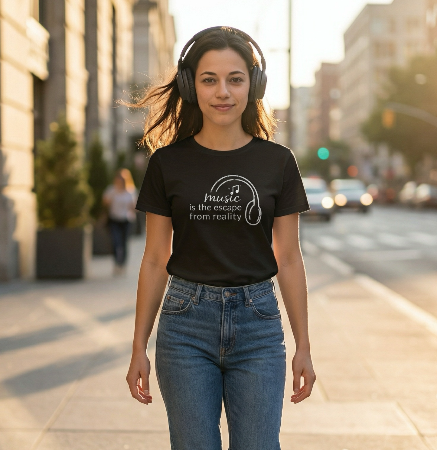 Music Is the Escape From Reality Headphones Quote Shirt | Music Lover T-Shirt