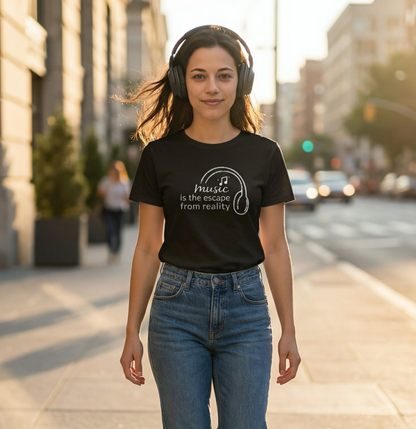 Music Is the Escape From Reality Headphones Quote Shirt | Music Lover T-Shirt