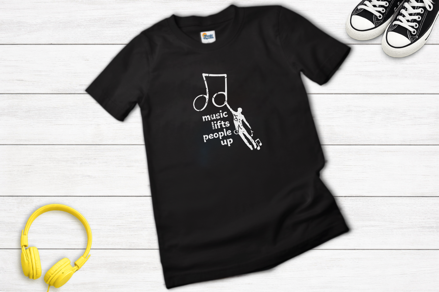 Music Lifts People Up T-Shirt | Inspirational Music Lover Graphic Tee