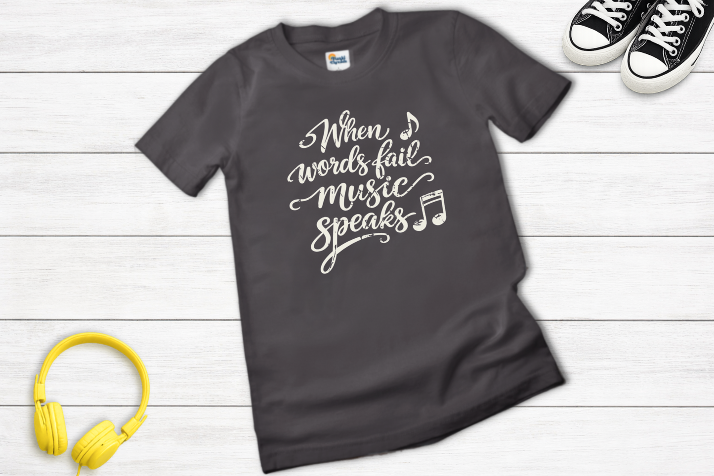 When Words Fail Music Speaks Shirt | Music Quote Tee for Music Lovers