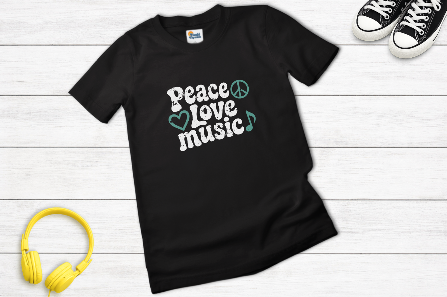 Peace Love Music Retro Music Lover Tee