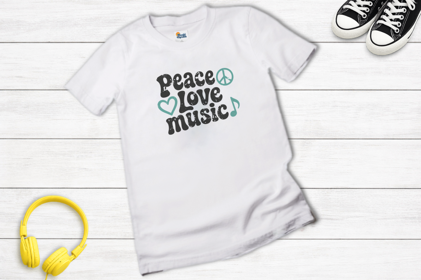 Peace Love Music Retro Music Lover Tee