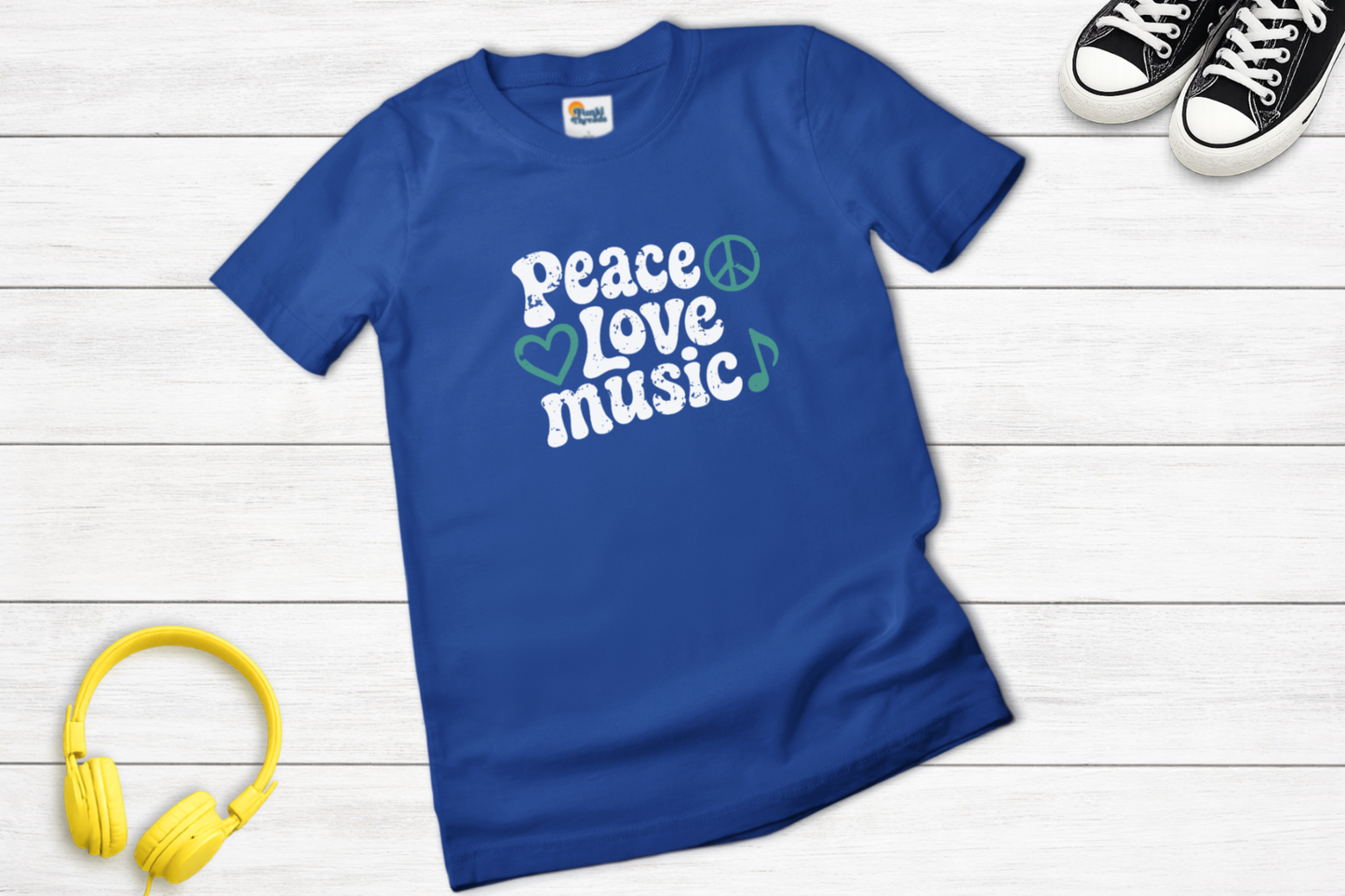 Peace Love Music Retro Music Lover Tee