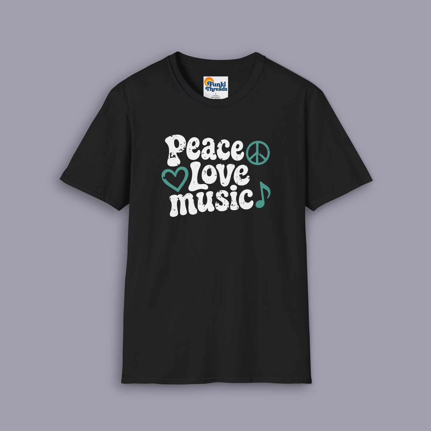Peace Love Music Retro Music Lover Tee
