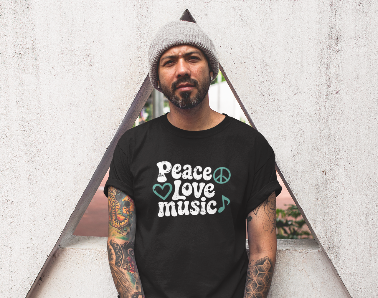 Peace Love Music Retro Music Lover Tee