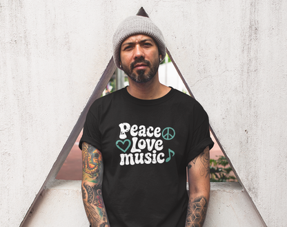 Peace Love Music Retro Music Lover Tee
