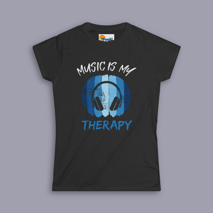 Women’s Music Lover Fitted Tee - Music Is My Therapy Shirt