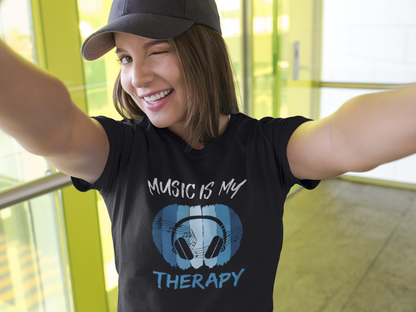 Women’s Music Lover Fitted Tee - Music Is My Therapy Shirt