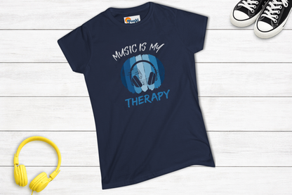 Women’s Music Lover Fitted Tee - Music Is My Therapy Shirt