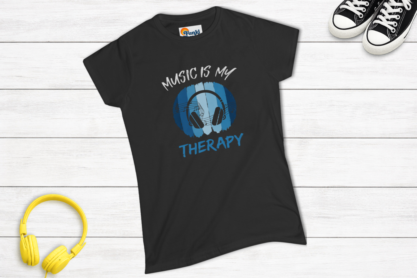Women’s Music Lover Fitted Tee - Music Is My Therapy Shirt