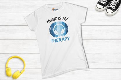Women’s Music Lover Fitted Tee - Music Is My Therapy Shirt