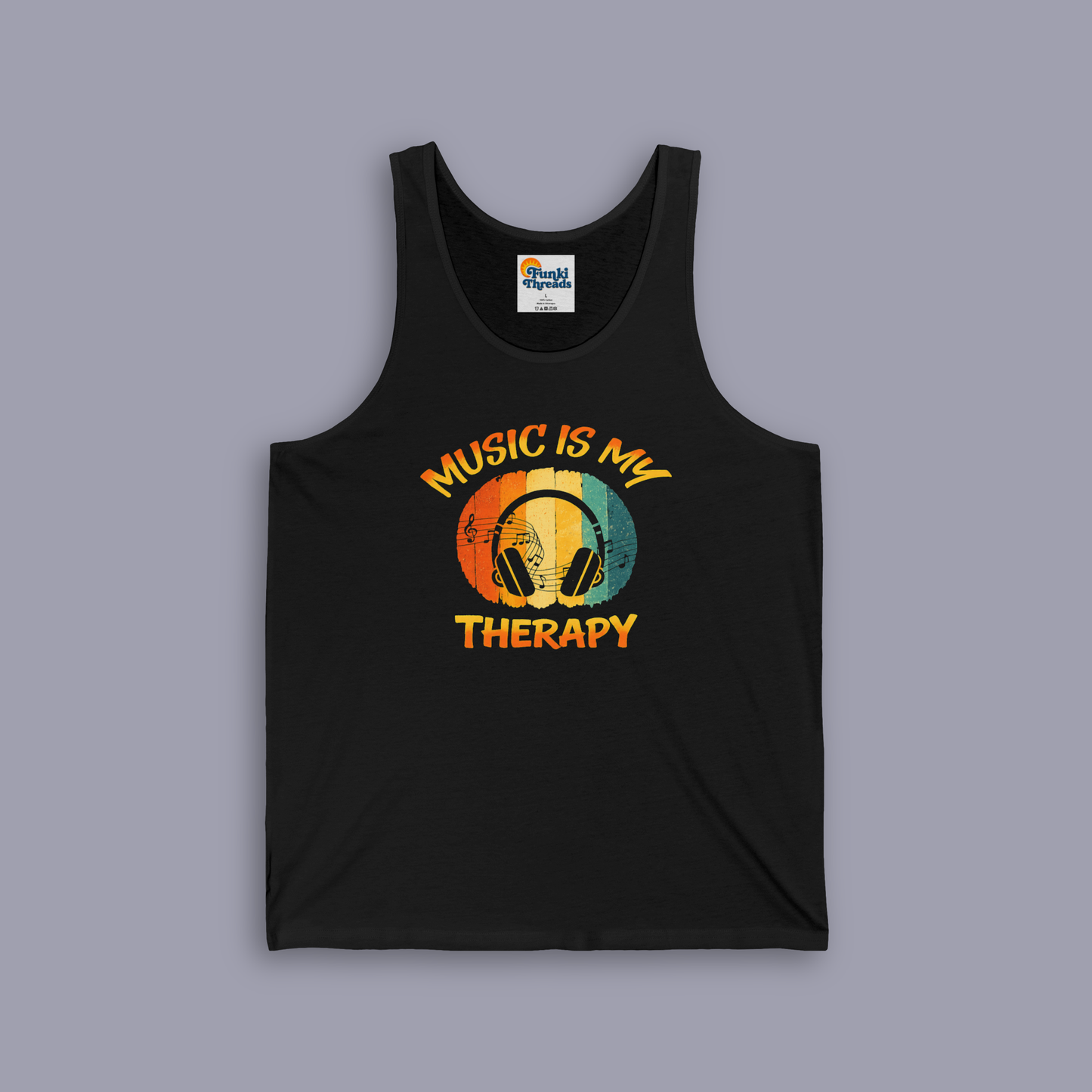 Music Is My Therapy Tank Top | Retro Music Lover Tank
