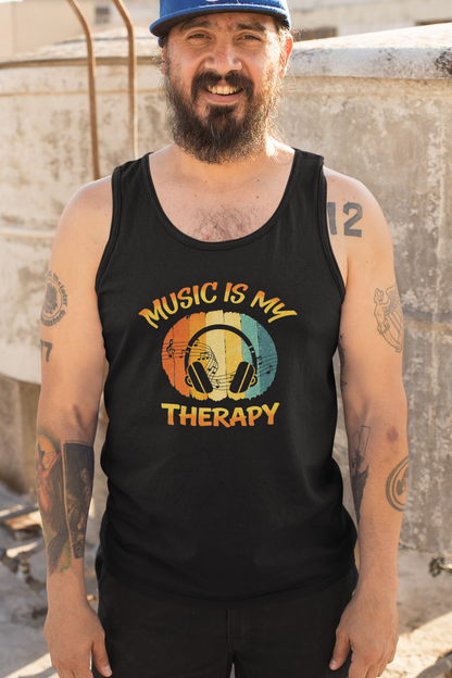 Music Is My Therapy Tank Top | Retro Music Lover Tank