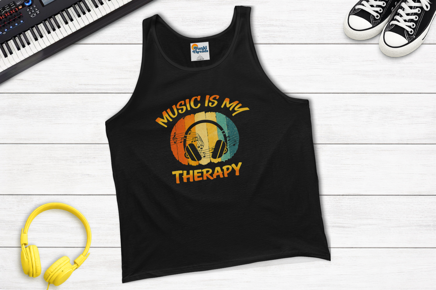 Music Is My Therapy Tank Top | Retro Music Lover Tank