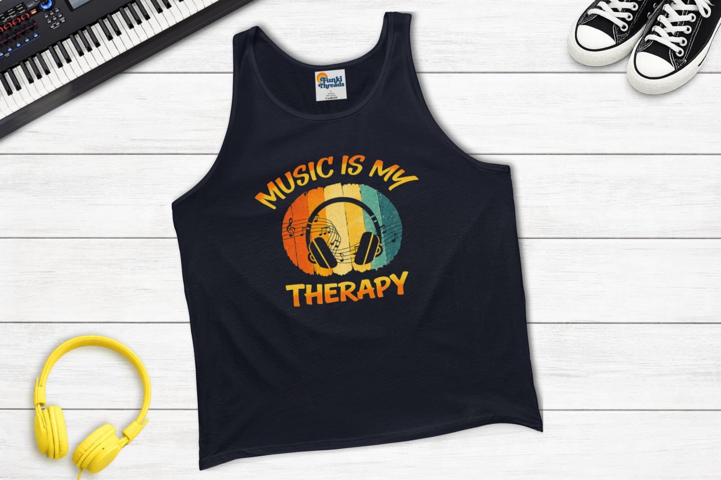 Music Is My Therapy Tank Top | Retro Music Lover Tank