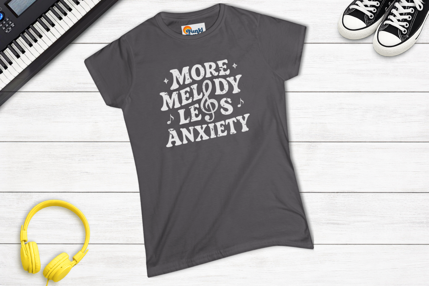 More Melody Less Anxiety Women’s Music Shirt