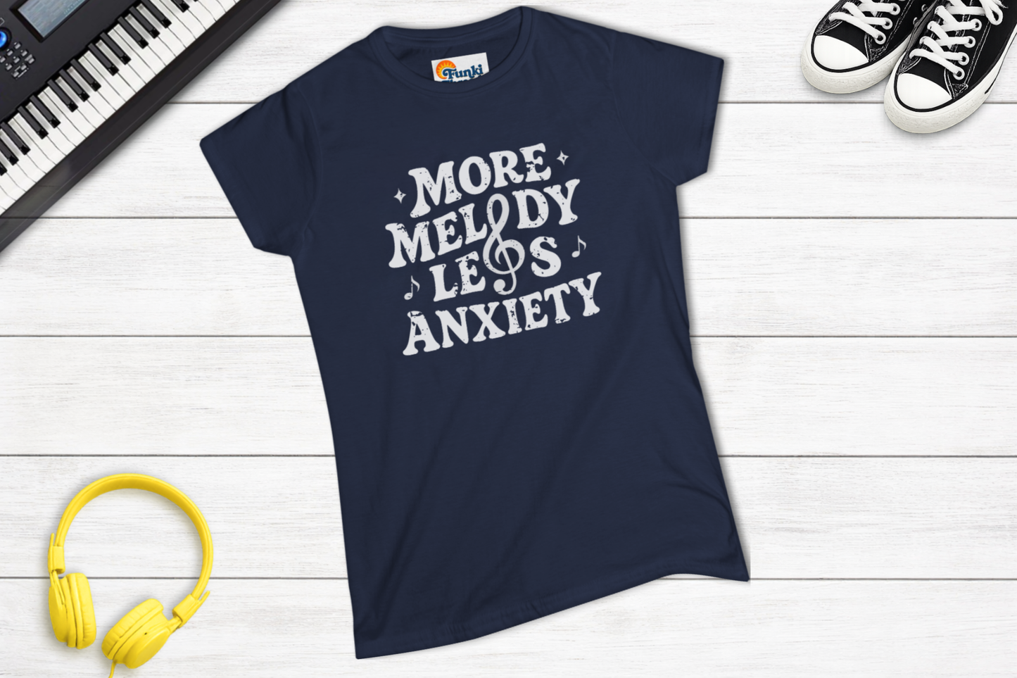 More Melody Less Anxiety Women’s Music Shirt