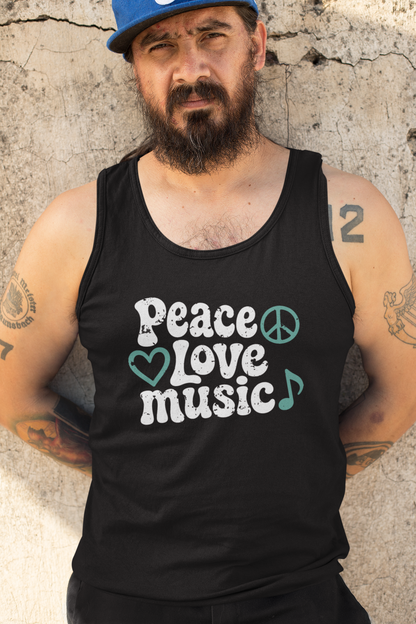 Peace, Love, Music Tank Top – retro music lover tank