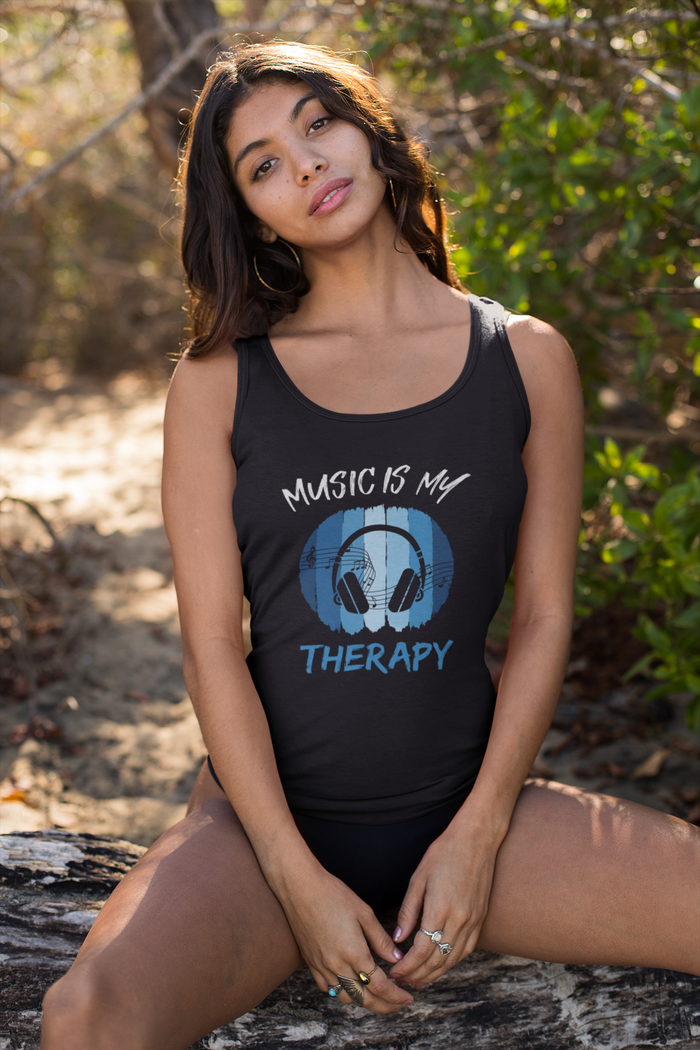 Music Is My Therapy Tank Top lifestyle – music lover wearing the tank