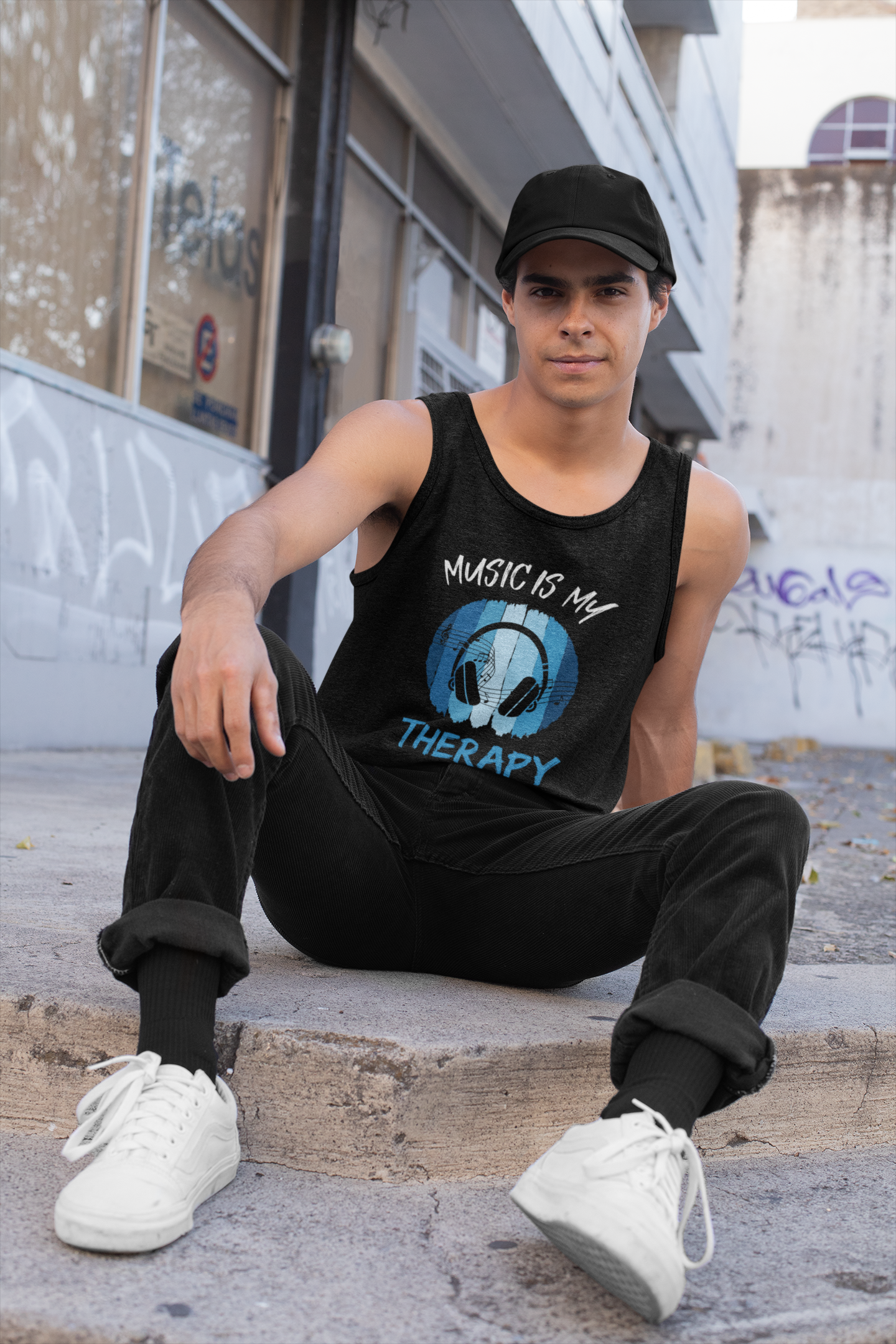 Music Is My Therapy Tank Top lifestyle – everyday music apparel