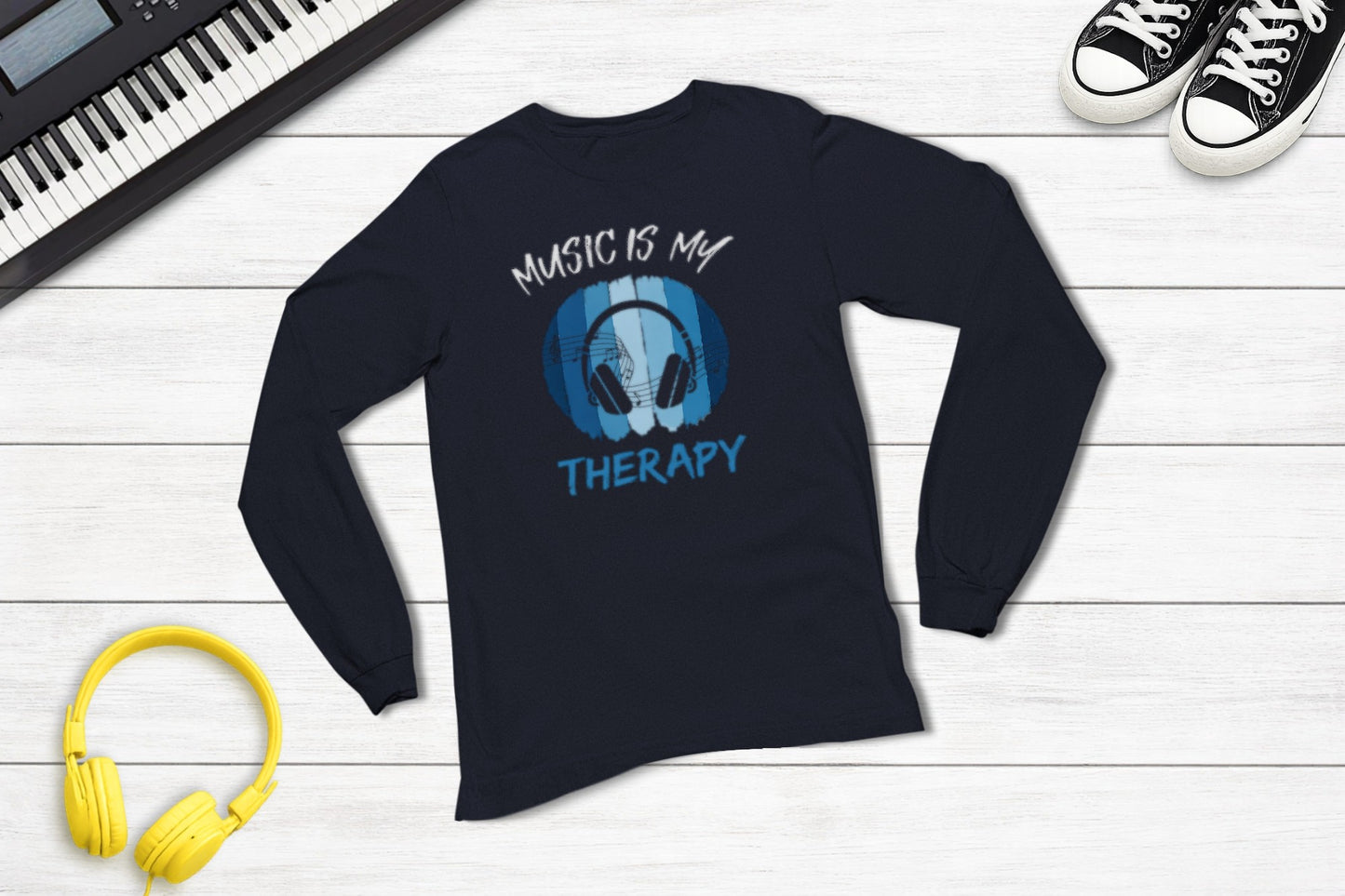 Music Is My Therapy Long Sleeve in Navy
