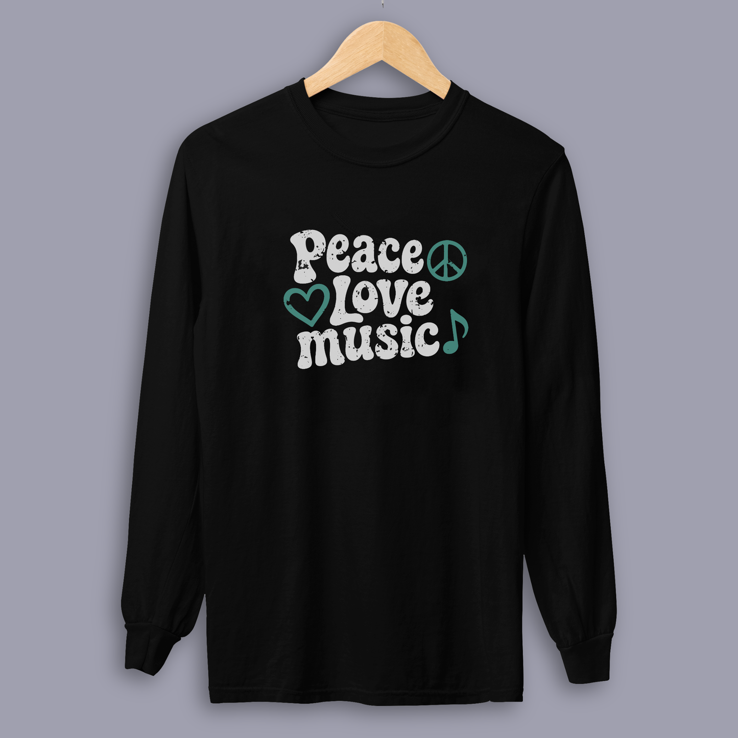 Peace, Love, Music Long Sleeve – good vibes music tee