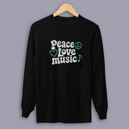 Peace, Love, Music Long Sleeve – good vibes music tee