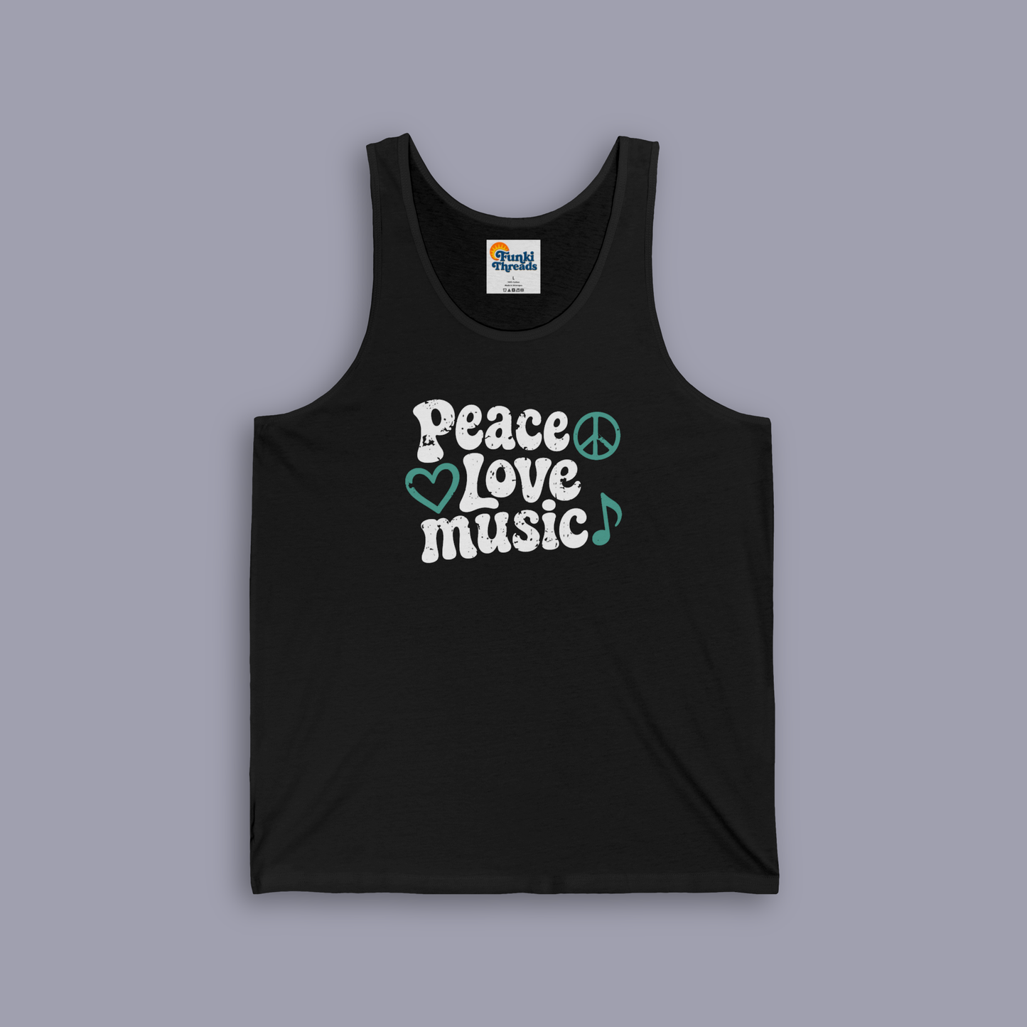 Peace, Love, Music Tank Top lifestyle – good vibes music tank