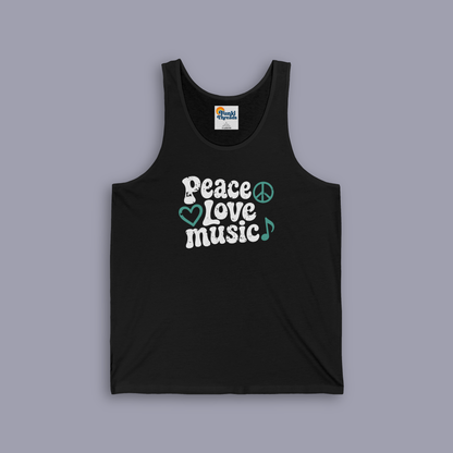 Peace, Love, Music Tank Top lifestyle – good vibes music tank