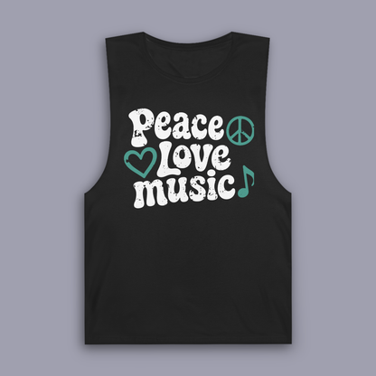 Peace, Love, Music Sleeveless Tank – good vibes music tank