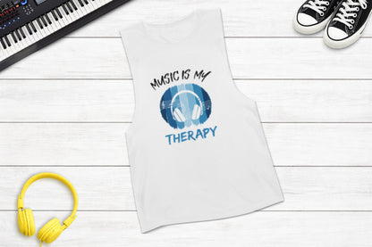 Music Is My Therapy Sleeveless Tank in White