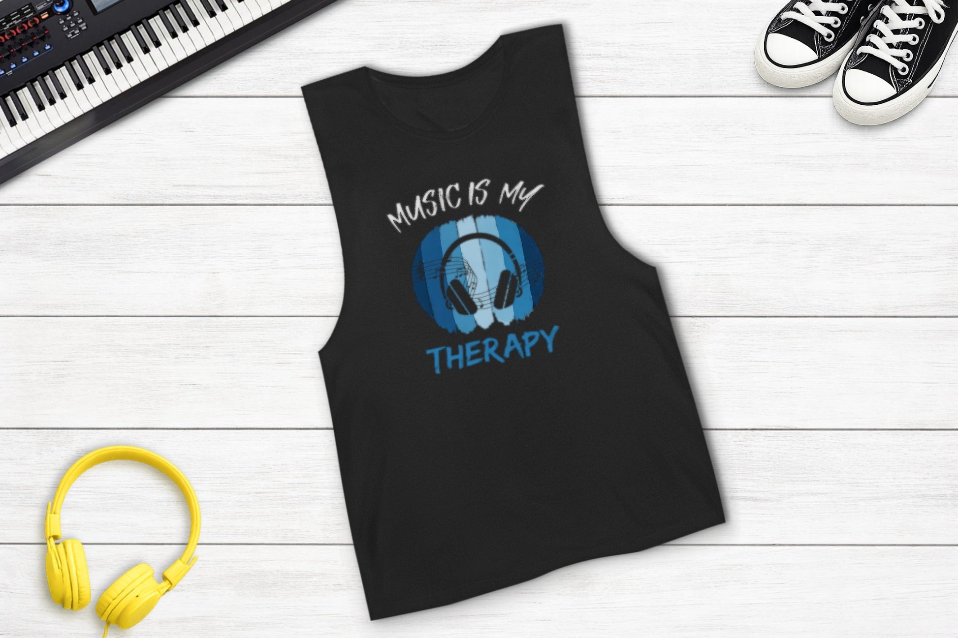 Music Is My Therapy Sleeveless Tank lifestyle – music lover apparel