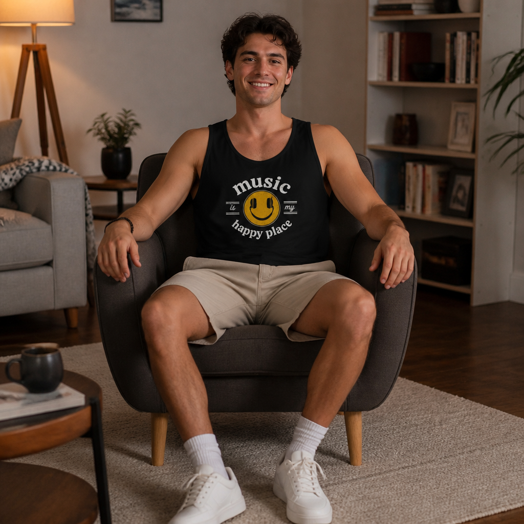 Music Is My Happy Place music tank — lifestyle photo