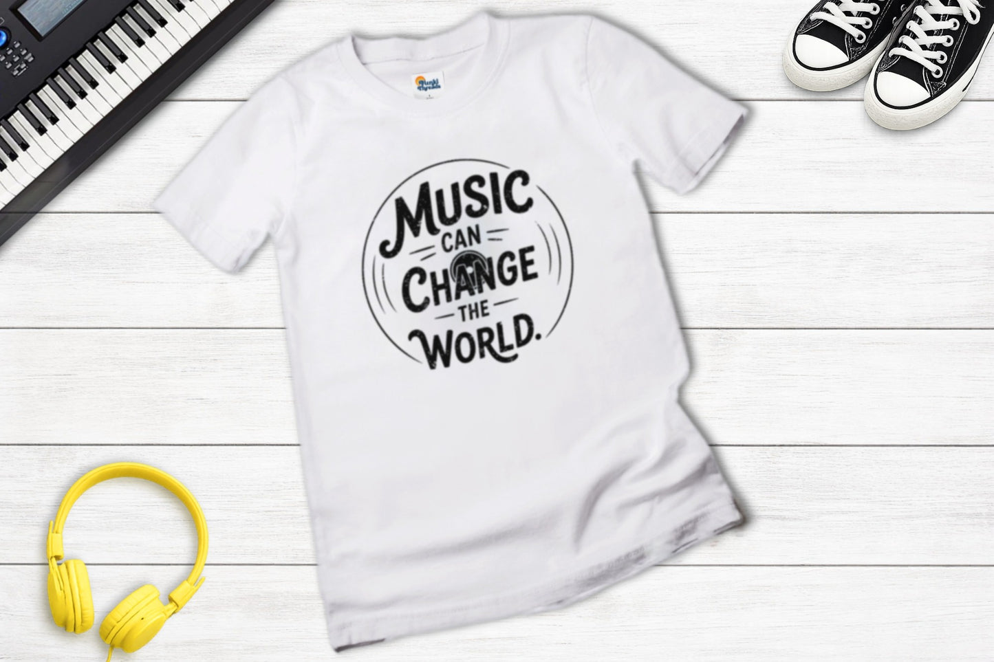 Music Can Change The World inspirational music t-shirt in white
