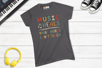 Music Heals What Words Can't Touch – Retro – Women's Fitted Tee