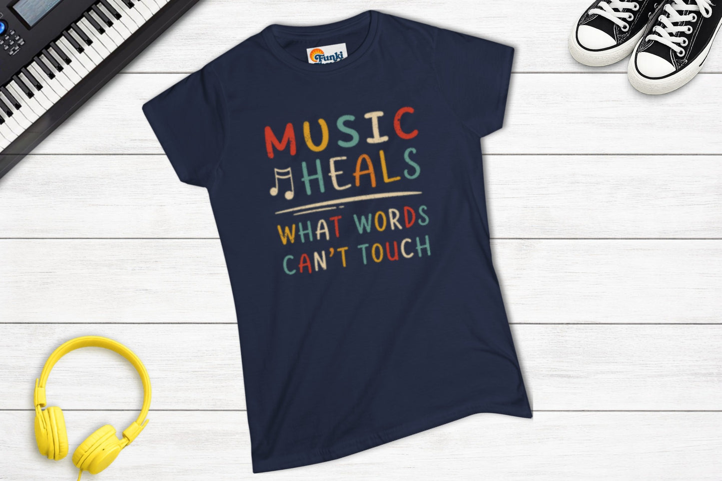 Music Heals What Words Can't Touch – Retro – Women's Fitted Tee