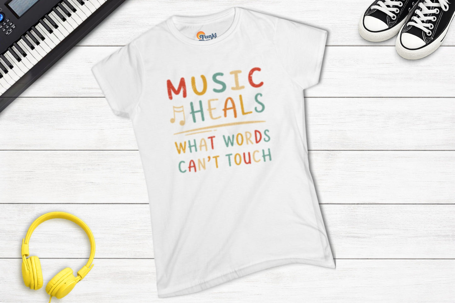 Music Heals What Words Can't Touch – Retro – Women's Fitted Tee