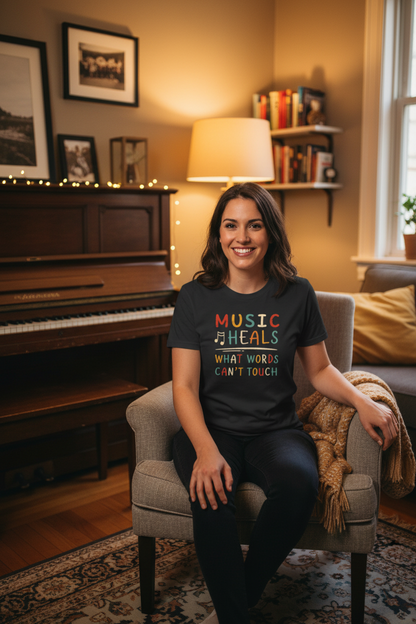 Music Heals What Words Can't Touch – Retro – Women's Fitted Tee