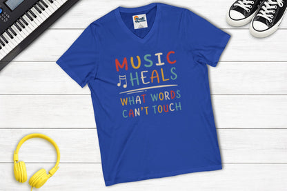 Music Heals What Words Can't Touch – Retro – V-Neck