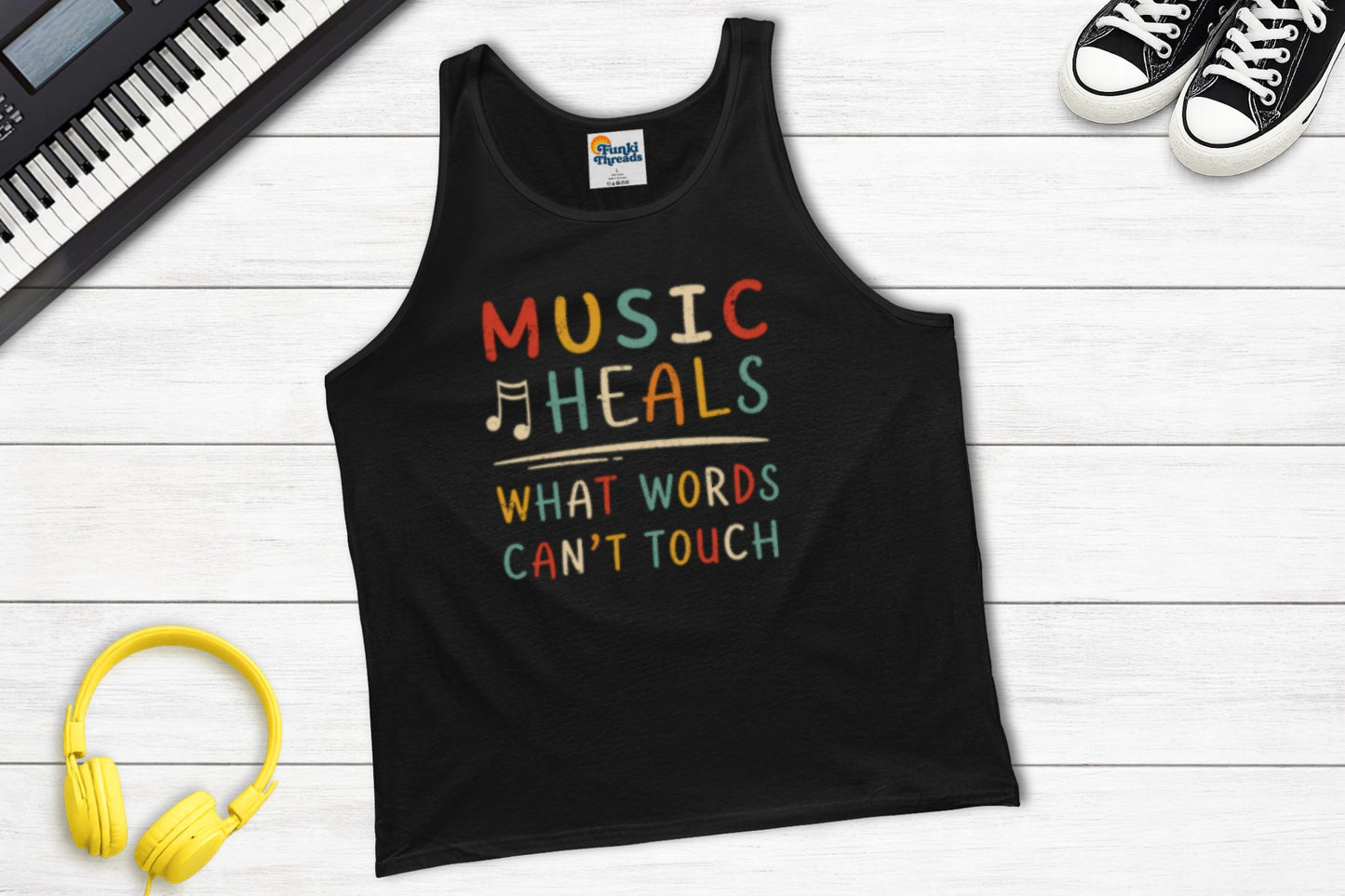 Music Heals What Words Can't Touch – Retro – Tank Top