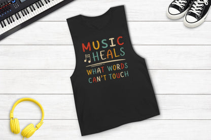 Music Heals What Words Can't Touch – Retro – Sleeveless Tank