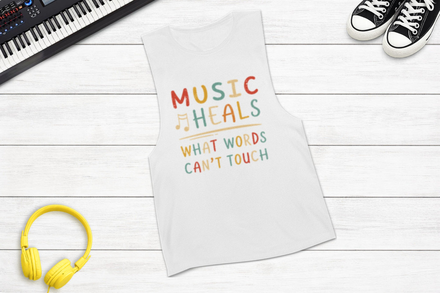 Music Heals What Words Can't Touch – Retro – Sleeveless Tank