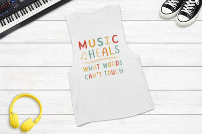 Music Heals What Words Can't Touch – Retro – Sleeveless Tank