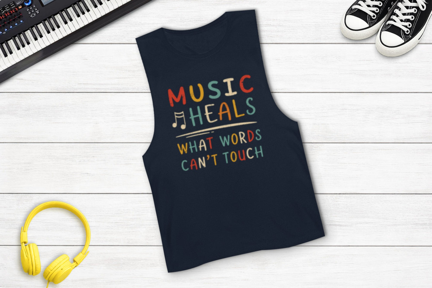 Music Heals What Words Can't Touch – Retro – Sleeveless Tank