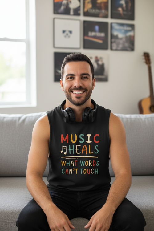 Music Heals What Words Can't Touch – Retro – Sleeveless Tank