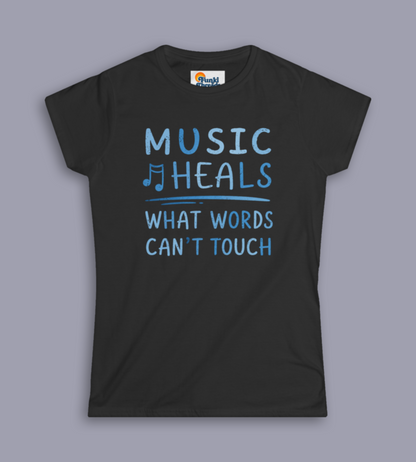 Music Heals What Words Can't Touch – Shady Blue – Women's Fitted Tee