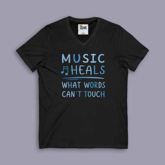 Music Heals What Words Can't Touch – Shady Blue – V-Neck