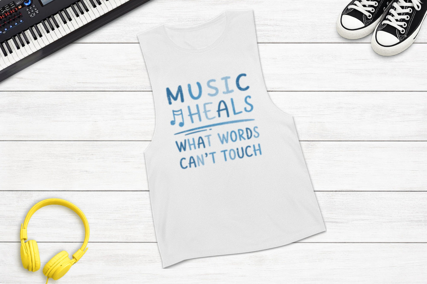 Music Heals What Words Can't Touch – Shady Blue – Sleeveless Tank